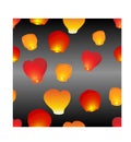 Vector background pattern with colored chinese paper lanterns